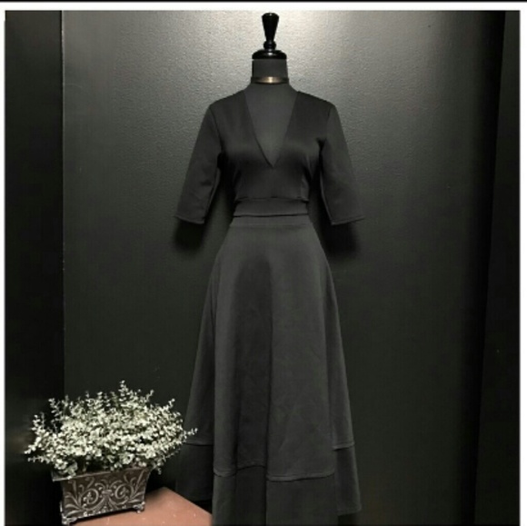 BLAX Dresses & Skirts - BLAX Luxe Black Maxi Cocktail Dress(Sz L)